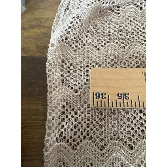 Miss Me Womens Large Beige Crochet Fringe Kimono BOHO Embroidered Details & Tass - Picture 6 of 7